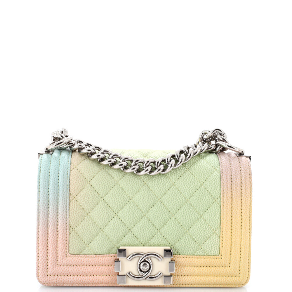 Chanel Small Rainbow Boy Flap Bag Quilted Painted Caviar